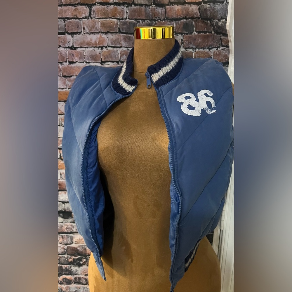 Blue Bomber Jacket with White Accents